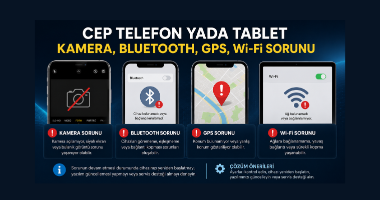Cep Telefon yada Tablet Kamera,Bluetooth,Gps,Wi-Fi Sorunu