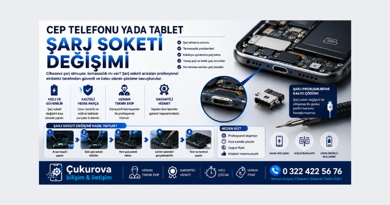 Cep Telefonu yada Tablet Şarj Soketi Değişimi