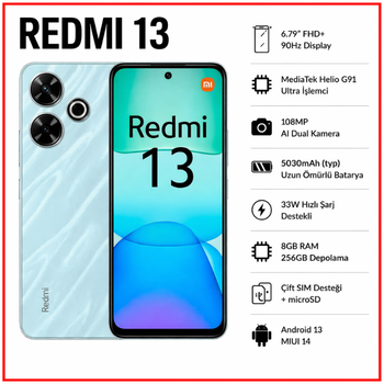 Adana Redmi 13 Global 8Gb 256Gb Sıfır