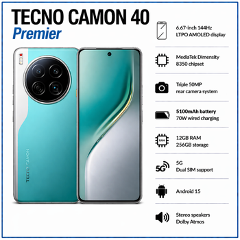 Tecno Camon 40 Premier 5G 12 Gb Ram 256 Gb Hafıza Adana