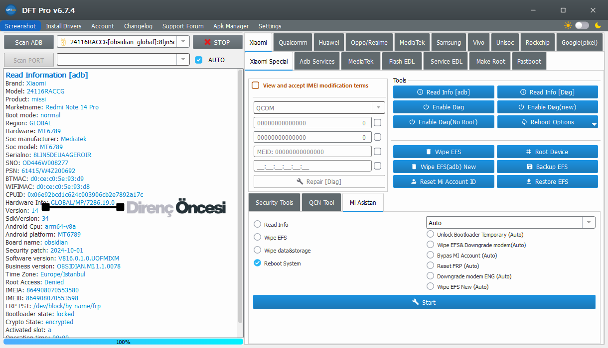Redmi Note 14 pro obsidian read info
